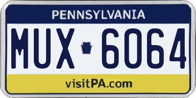 PA license plate MUX6064