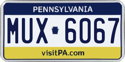 PA license plate MUX6067