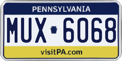 PA license plate MUX6068
