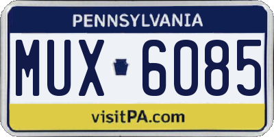 PA license plate MUX6085