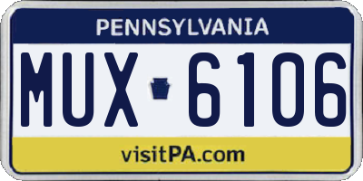 PA license plate MUX6106