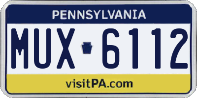 PA license plate MUX6112