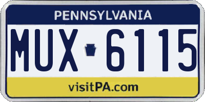 PA license plate MUX6115