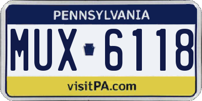 PA license plate MUX6118