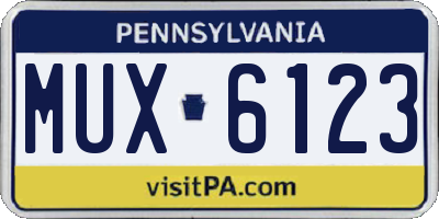 PA license plate MUX6123