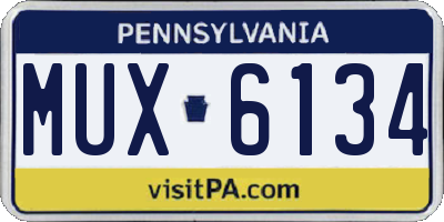 PA license plate MUX6134