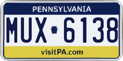 PA license plate MUX6138