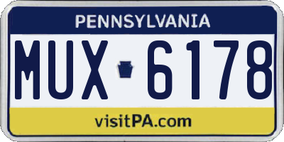 PA license plate MUX6178
