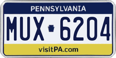 PA license plate MUX6204