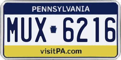 PA license plate MUX6216