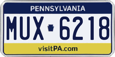 PA license plate MUX6218
