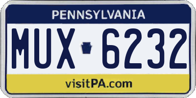 PA license plate MUX6232