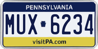 PA license plate MUX6234