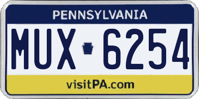 PA license plate MUX6254