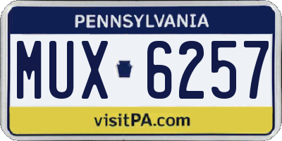 PA license plate MUX6257