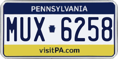 PA license plate MUX6258