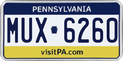 PA license plate MUX6260