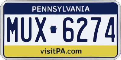 PA license plate MUX6274