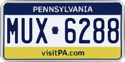 PA license plate MUX6288
