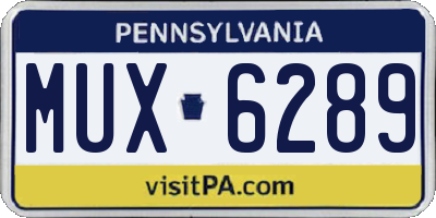 PA license plate MUX6289