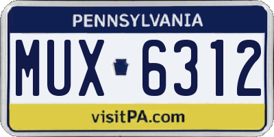 PA license plate MUX6312
