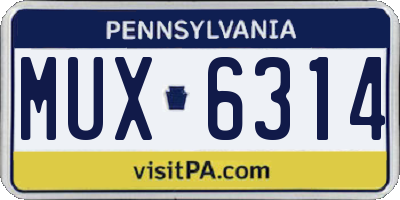 PA license plate MUX6314
