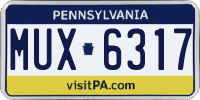 PA license plate MUX6317