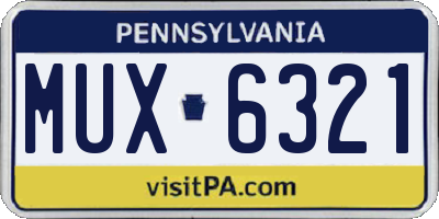 PA license plate MUX6321