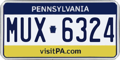 PA license plate MUX6324