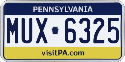 PA license plate MUX6325