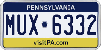 PA license plate MUX6332