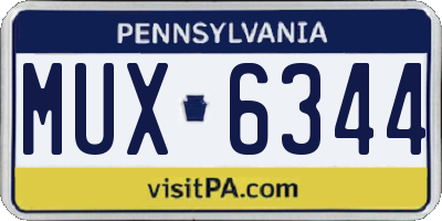 PA license plate MUX6344