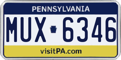 PA license plate MUX6346