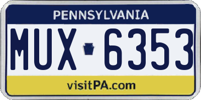 PA license plate MUX6353