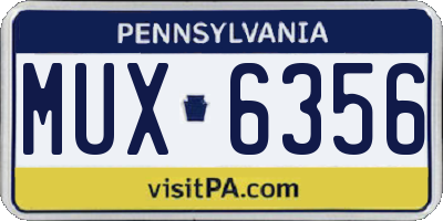PA license plate MUX6356
