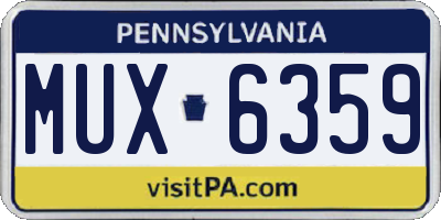PA license plate MUX6359
