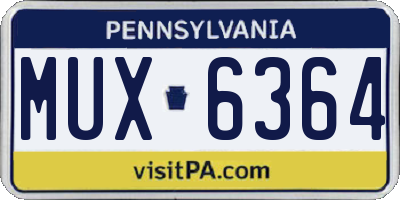 PA license plate MUX6364
