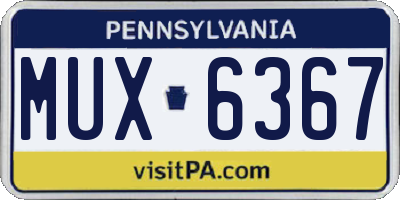 PA license plate MUX6367