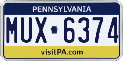 PA license plate MUX6374