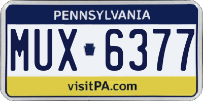 PA license plate MUX6377