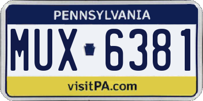 PA license plate MUX6381