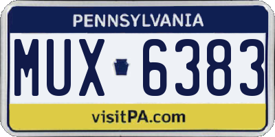 PA license plate MUX6383