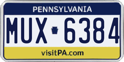 PA license plate MUX6384