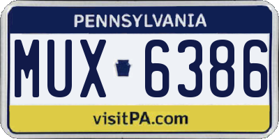 PA license plate MUX6386