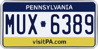 PA license plate MUX6389