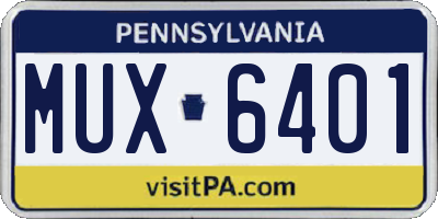 PA license plate MUX6401