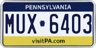 PA license plate MUX6403