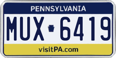 PA license plate MUX6419