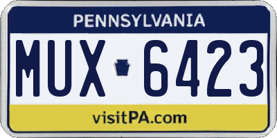 PA license plate MUX6423