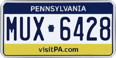 PA license plate MUX6428